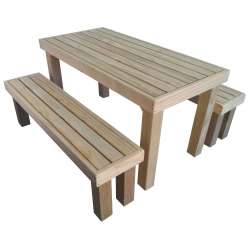 Formal Outdoor Table & 2x Benches  (1500L x 750W x 750H)