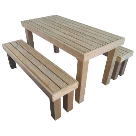 Formal Outdoor Table 2x Benches, Outdoor Table With Umbrella Hole Nz
